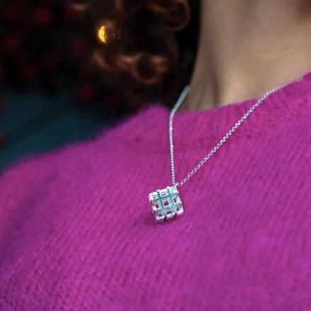3d hashtag pendant in sterling silver handmade in Ireland