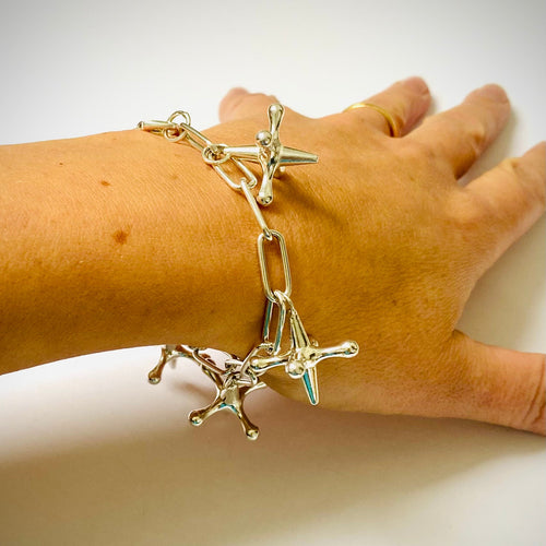 Silver urban play charm bracelet