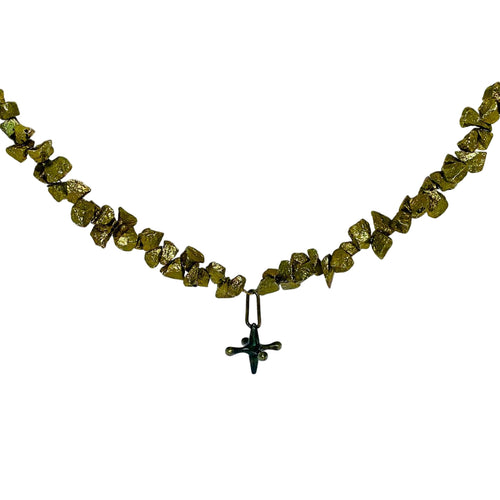 Black Jack & iron pyrite gold necklace