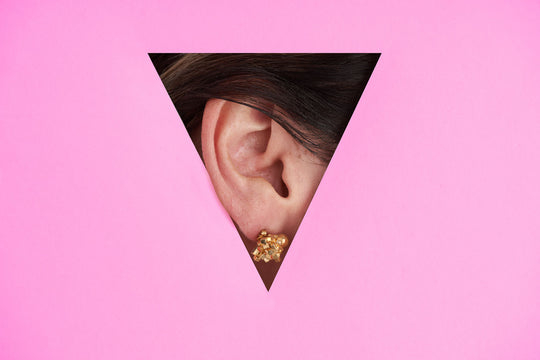 Statment stud earrings in gold, perfect for video call and facemask wearing
