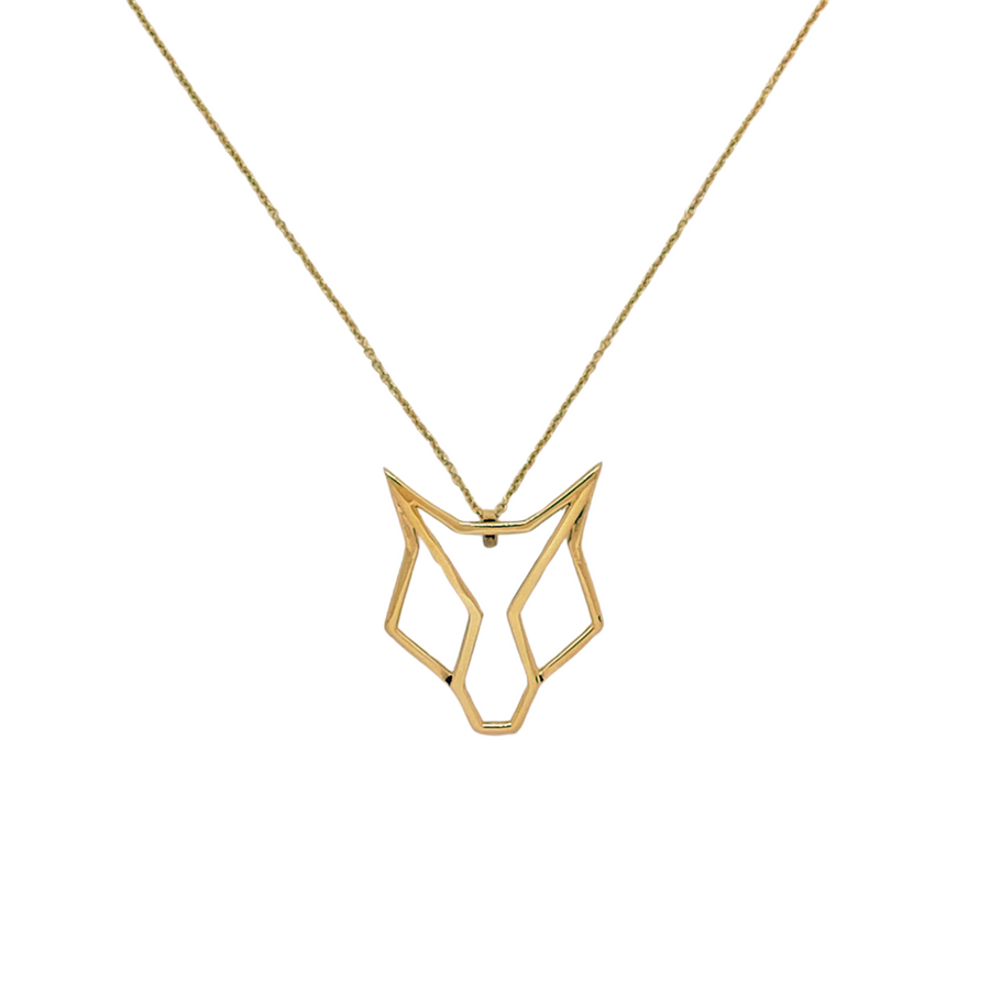 14ct gold fox pendant on white