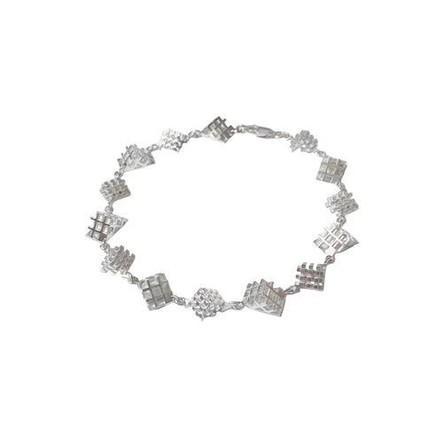 3d# demi bracelet in positive and negative form handcrafted in sterling silver in Ireland