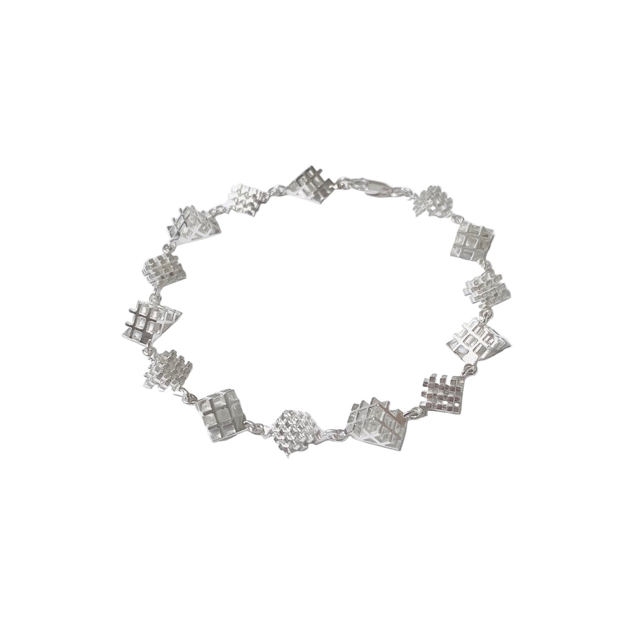 3d# demi bracelet in positive and negative form handcrafted in sterling silver in Ireland