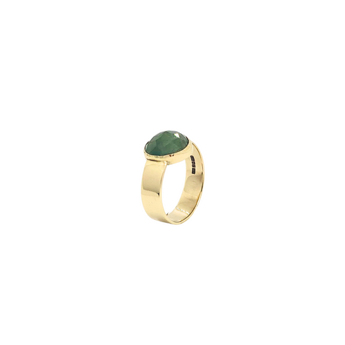 9ct yellow gold and green sapphire Ring hallmarked for authenticity