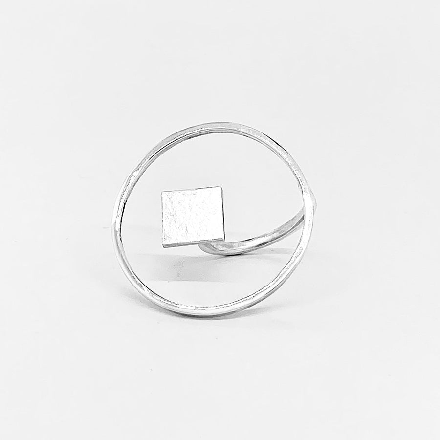 Framed Square Hand Ring on white