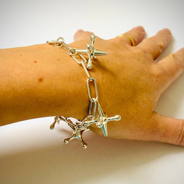 Silver urban play charm bracelet