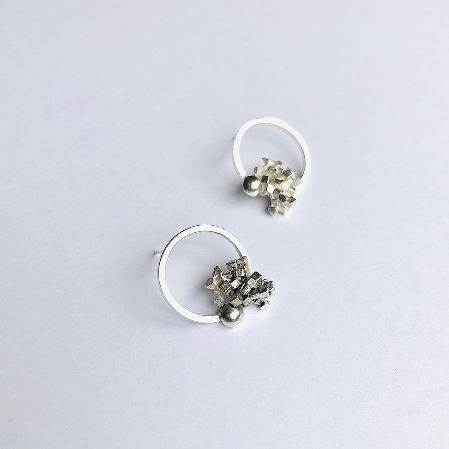 demi cluster earrings in sterling silver contemporary jewellery art