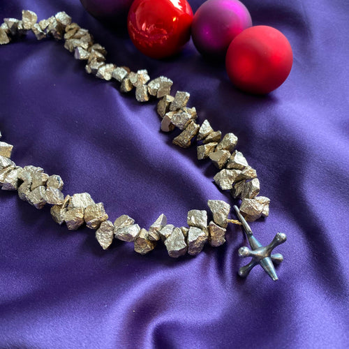 gold pyrite and black rhodium pendant