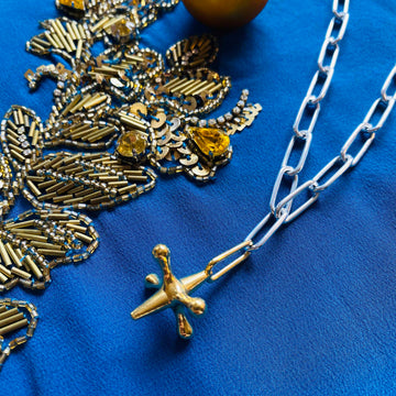 urban play  gold and silver chain necklace handmade in Ireland statement style