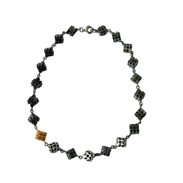 3D# hashtag necklace in black rhodium and gold