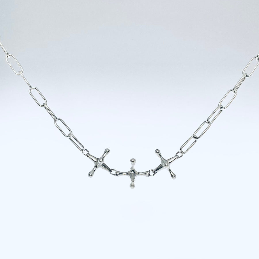 sterling silver triple jack chain necklace