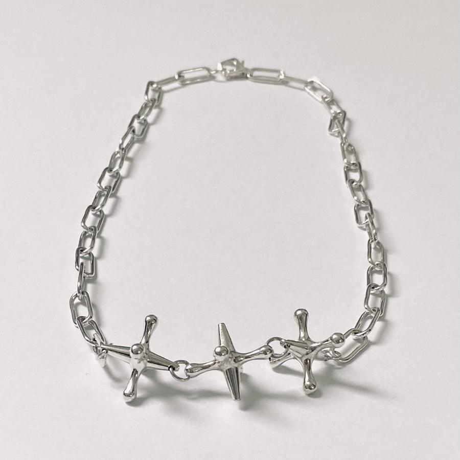 sterling silver triple jack chain necklace urban play