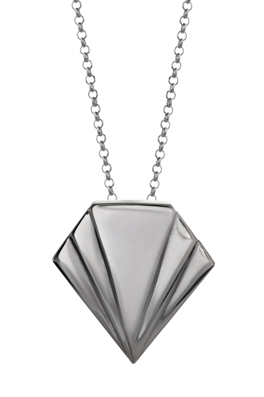 Silver art deco style pendant, merging at the base. Chunky statement pendant piece, hallmarked sterling silver - Coming Together Collection by Vanessa Ree