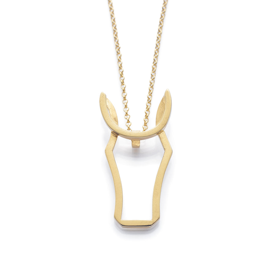 Irish Made Horse Head Pendant in Gold. With Unique contemporary  design this piece is a really eye catcher.
