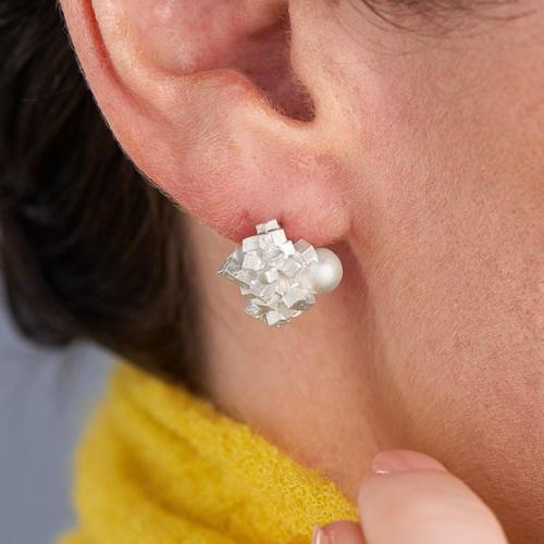 Irish handcrafter cluster earrings in silver - Vanessa Ree